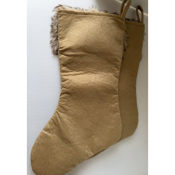 Lot 2 Christmas Appliqué Stockings Rustic Woodland Fox Deer Owl Bear Faux Fur - Picture 8 of 9